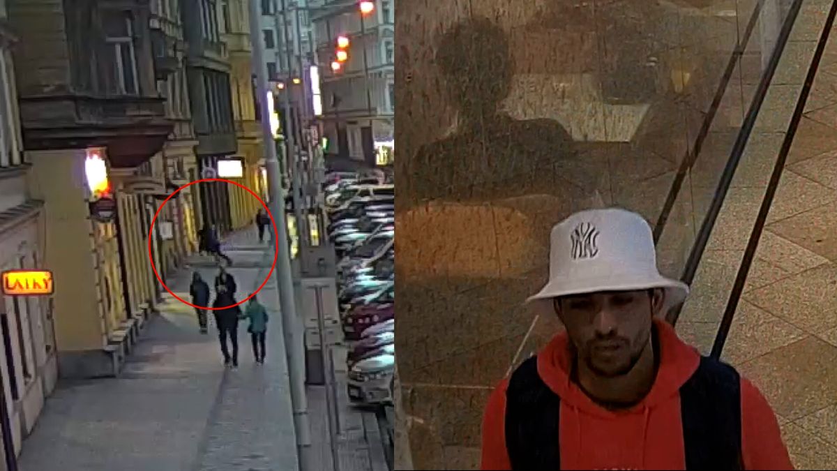 Násilník chtěl po turistce v Praze peníze, pak ji přetáhl židlí. Policie zveřejnila video